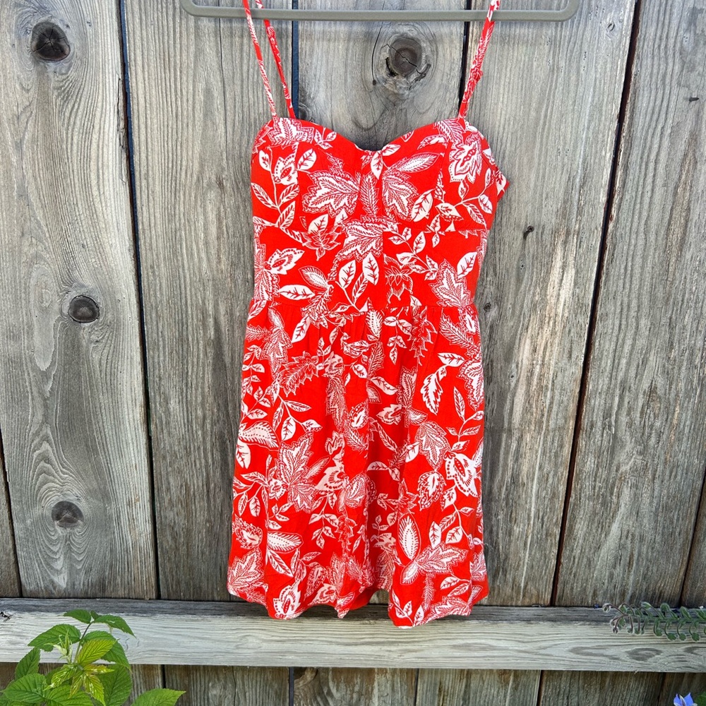 Love, Fire Scarlet Dress with Floral Accents - Size Medium